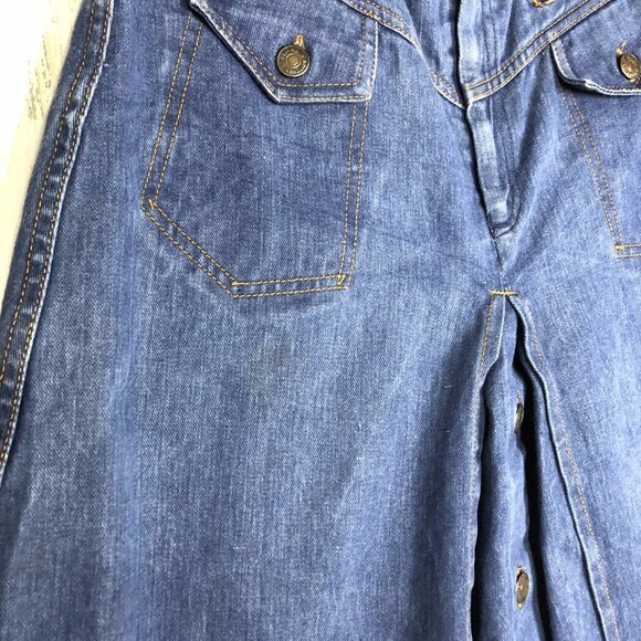 Vintage Yoke Front A-line Denim Skirt - Picture 2 of 8